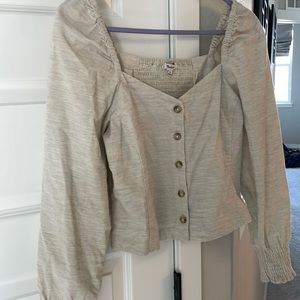 Madewell Corduroy Sweetheart Smocked-Back Top